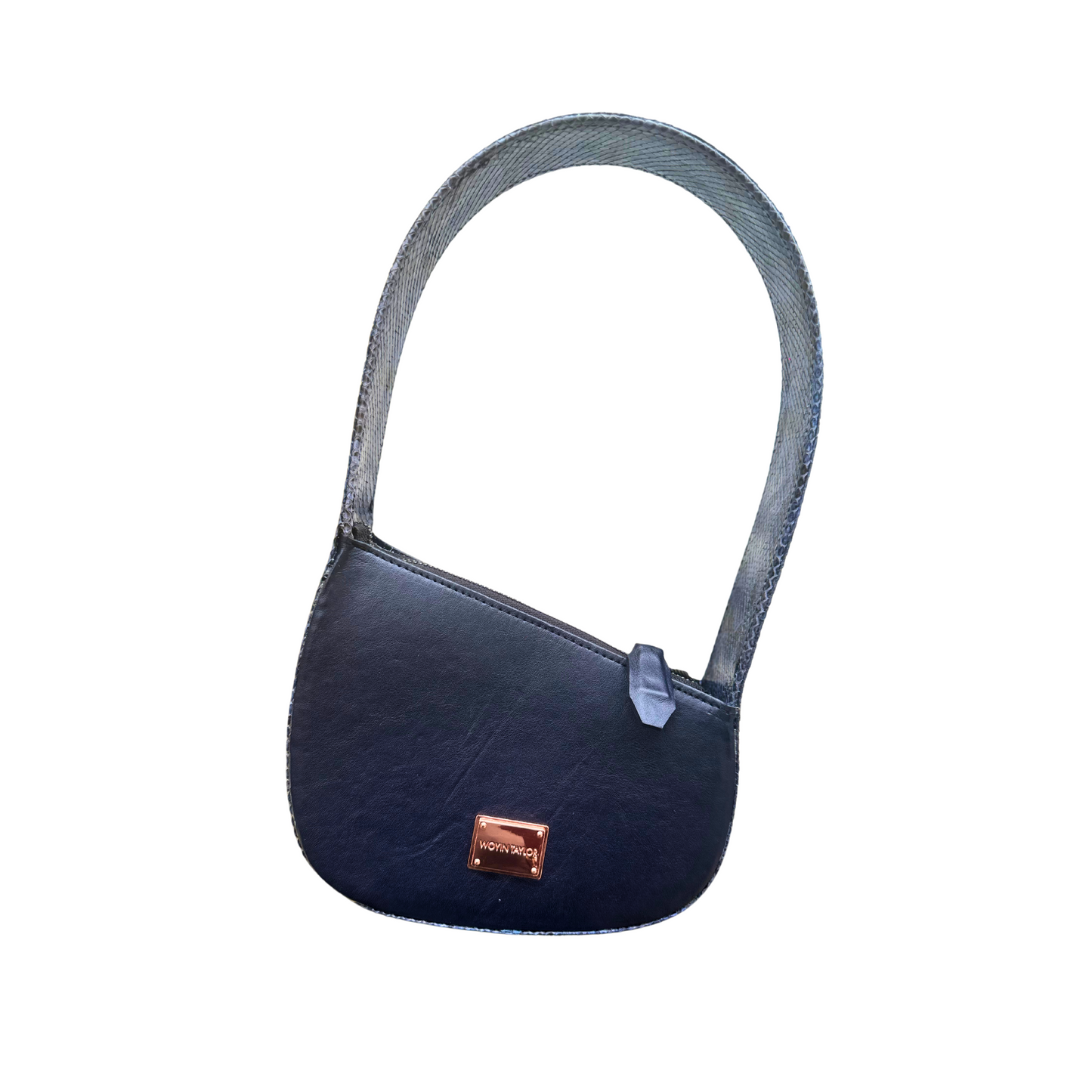 JAMILA Half-Moon Bag in Black Pythonskin