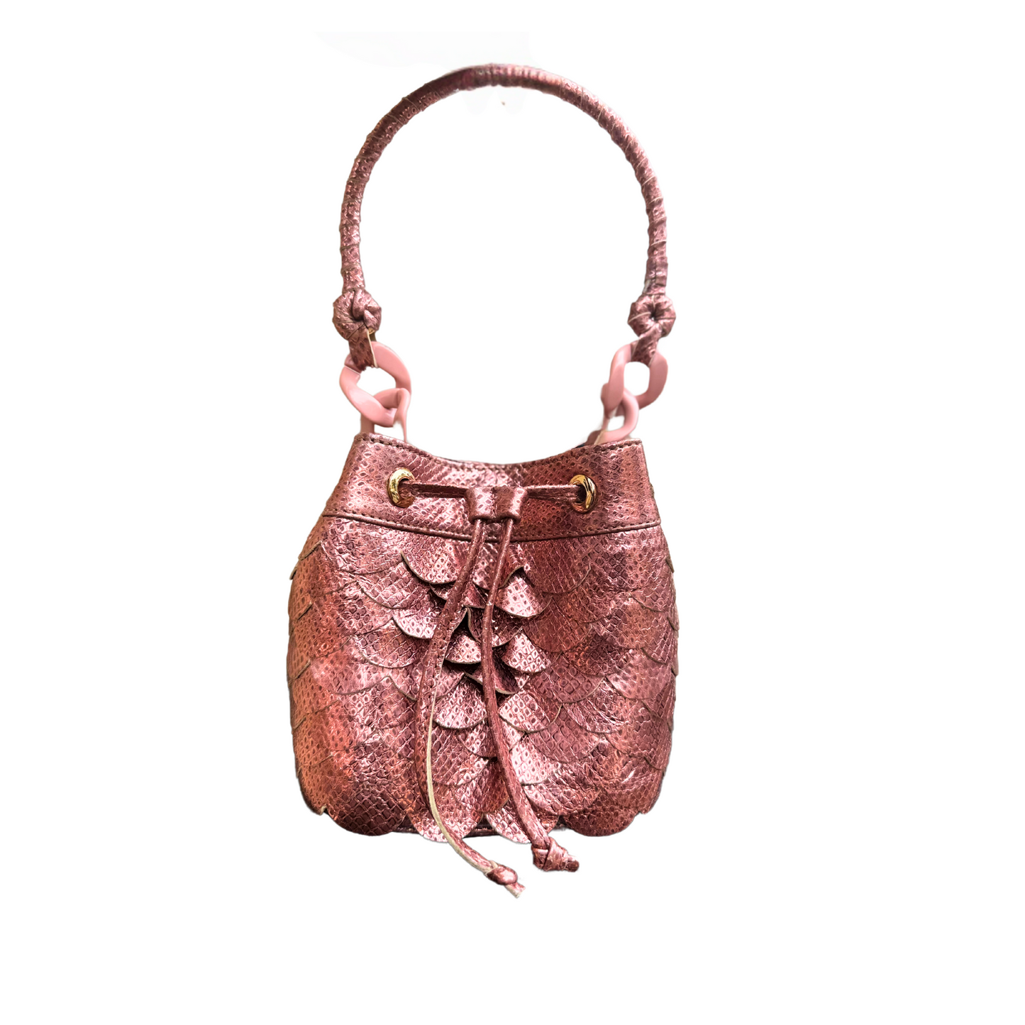 ANWULI Bucket Bag in Pink Fish Scales