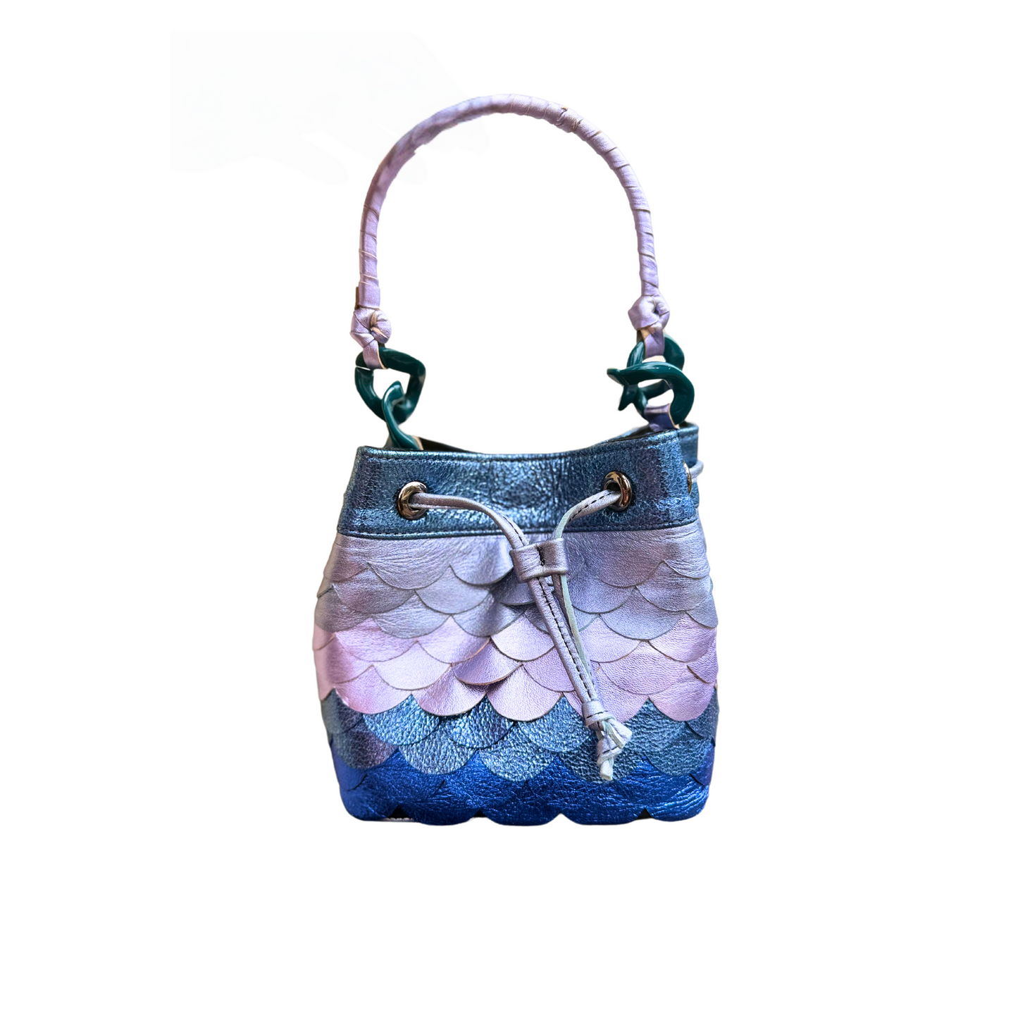 ANWULI Bucket Bag in Pink Fish Scales