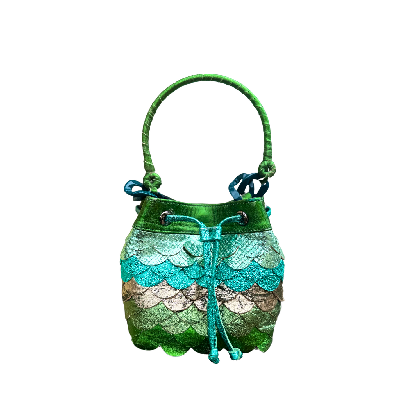 ANWULI Bucket Bag in Pink Fish Scales