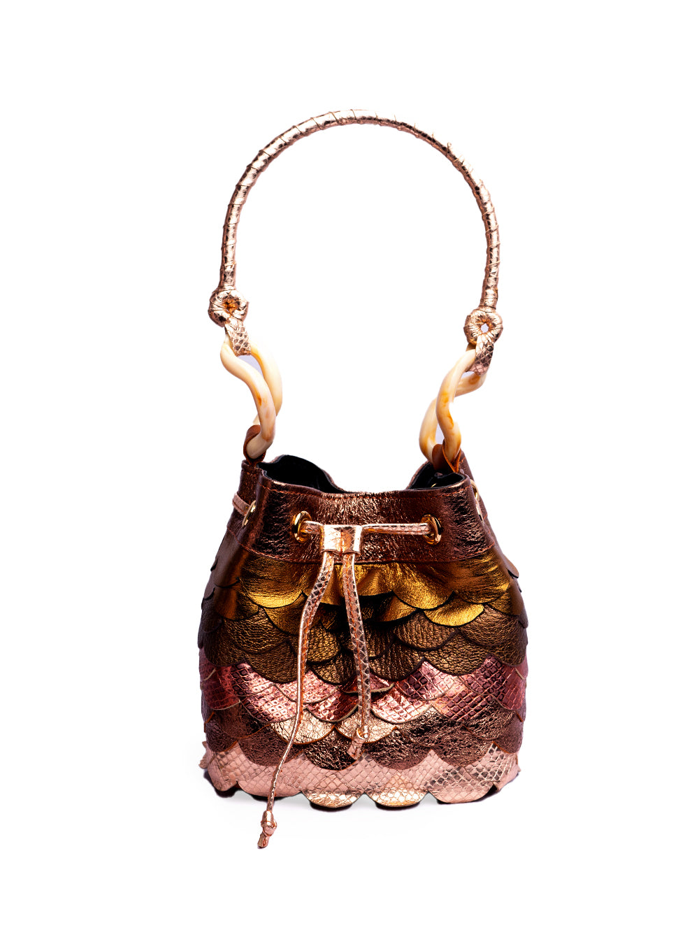 ANWULI Bucket Bag in Pink Fish Scales