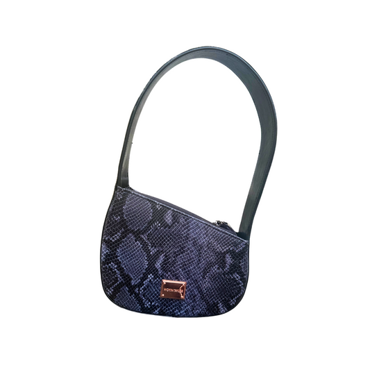 JAMILA Half-Moon Bag in Black Pythonskin